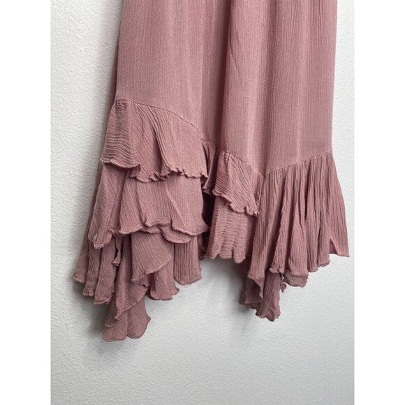 Free People Small One Adella Slip Mini Dress Rose Crochet Lace Tiered Ruffle NWT - Picture 7 of 15